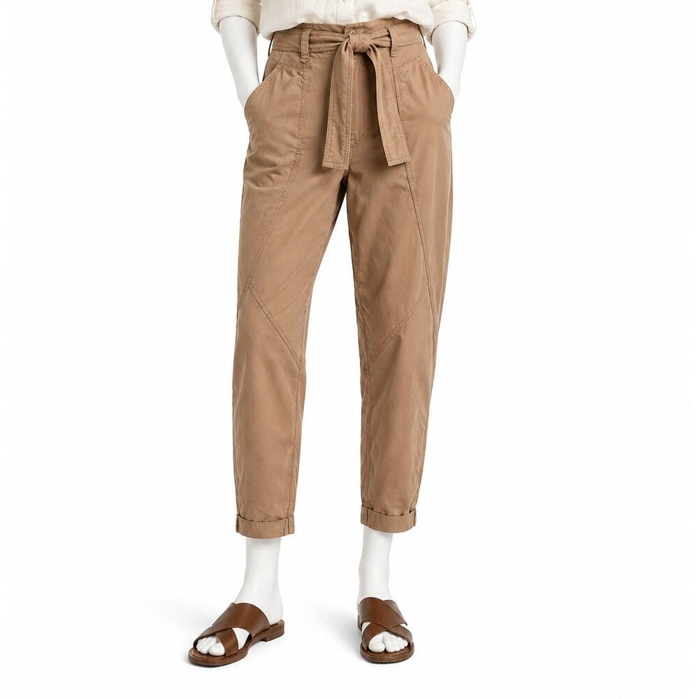 Anthro Anthropologie Tie Waist 28x29 Pants Womens 8 Brown Tapered Utility Chic